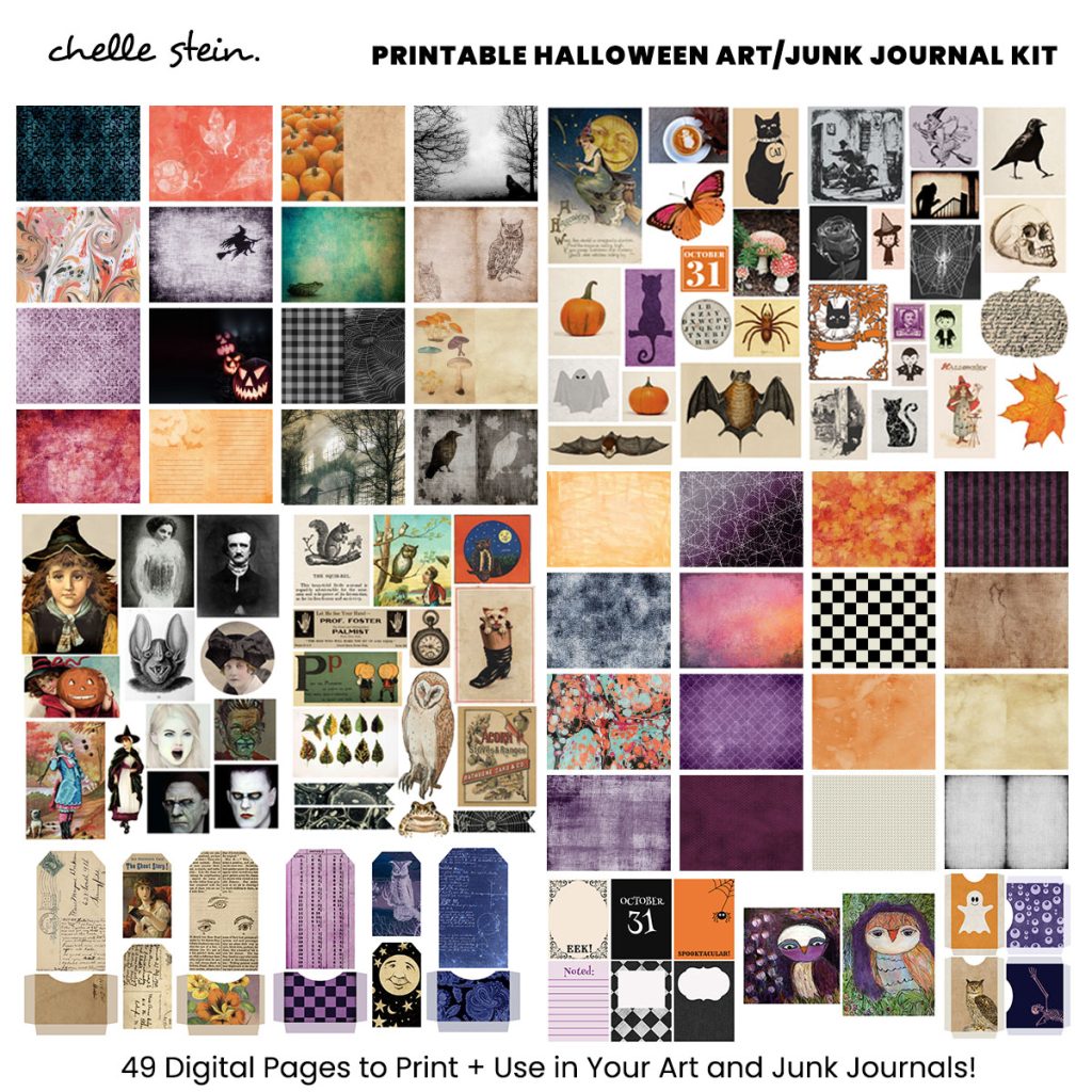 printable halloween junk journal kit